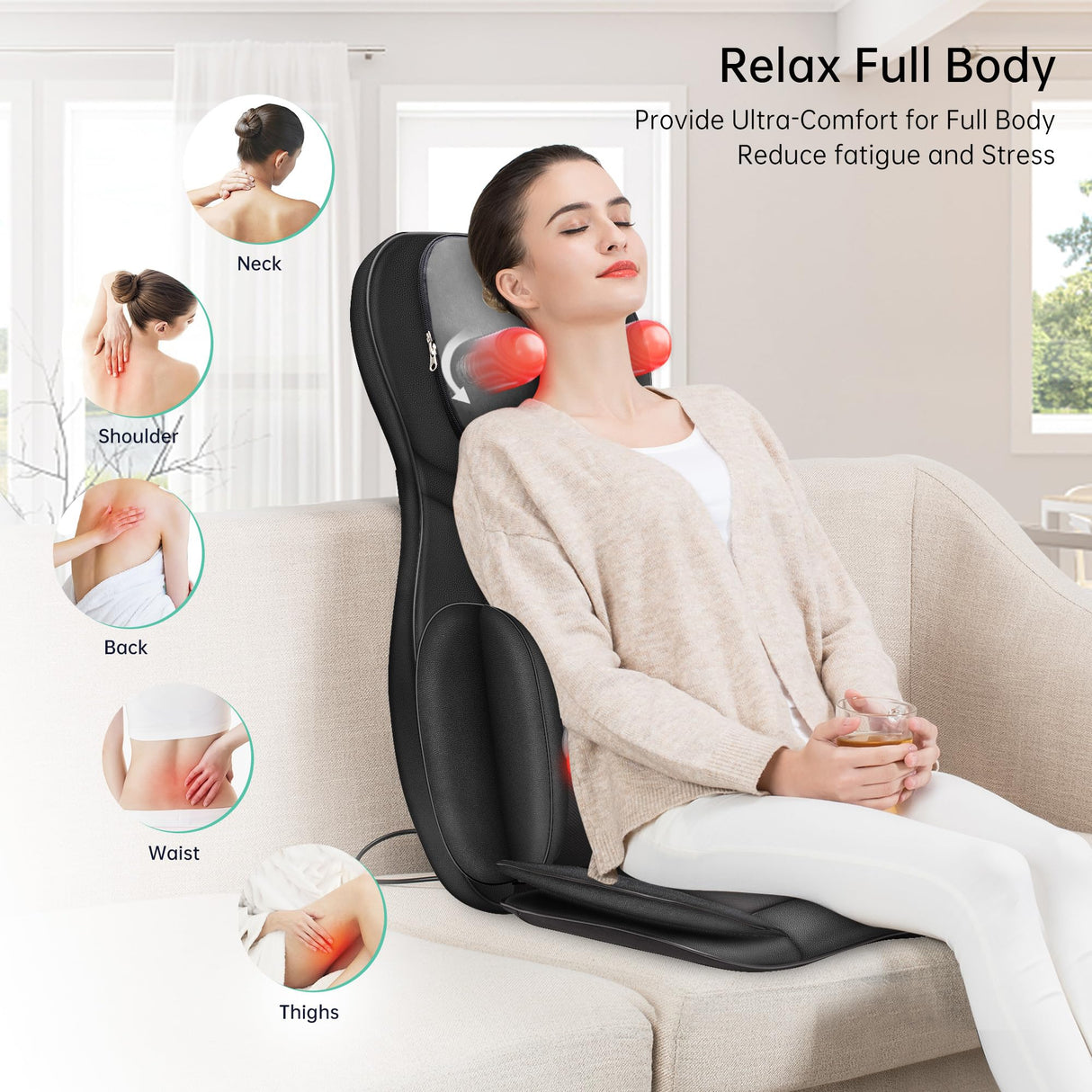 Neck and Back Massager with Heat, Full Body Massage Chair Pad