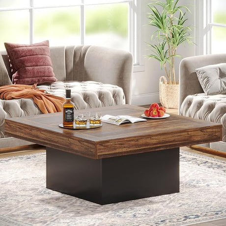 Farmhouse Coffee Table Square LED Coffee Table Engineered