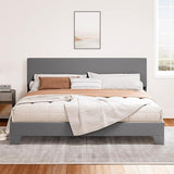 Upholstered Queen Size Bed Frame with Adjustable Headboard