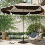 9FT Patio Umbrella with Fringe, Outdoor Tassel Umbrella with Push-Button Tilt for Poolside
