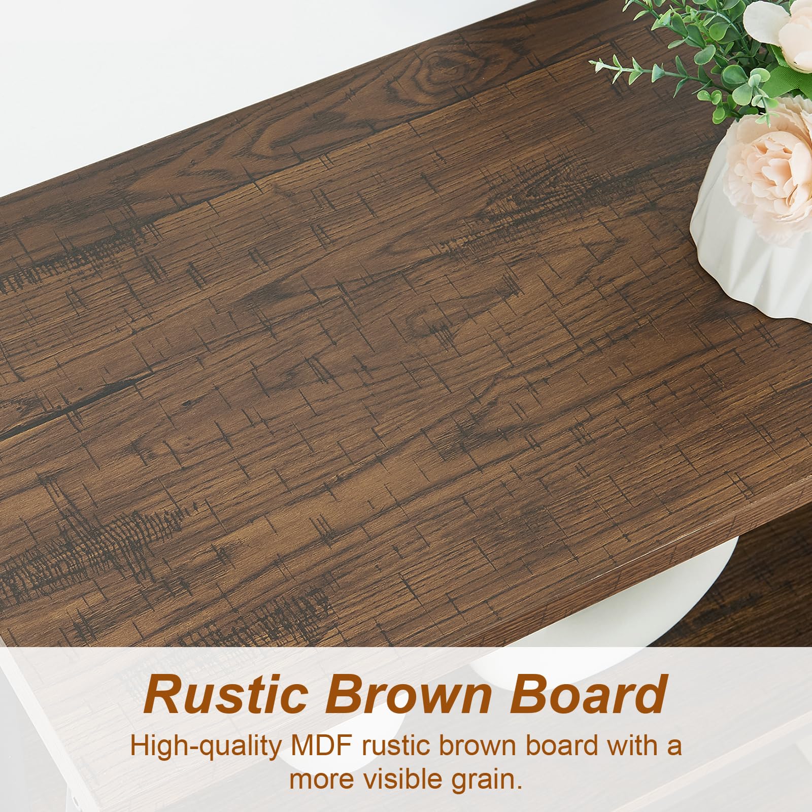 2-Tier Industrial Console Table - Rustic Brown Entryway Table 47"