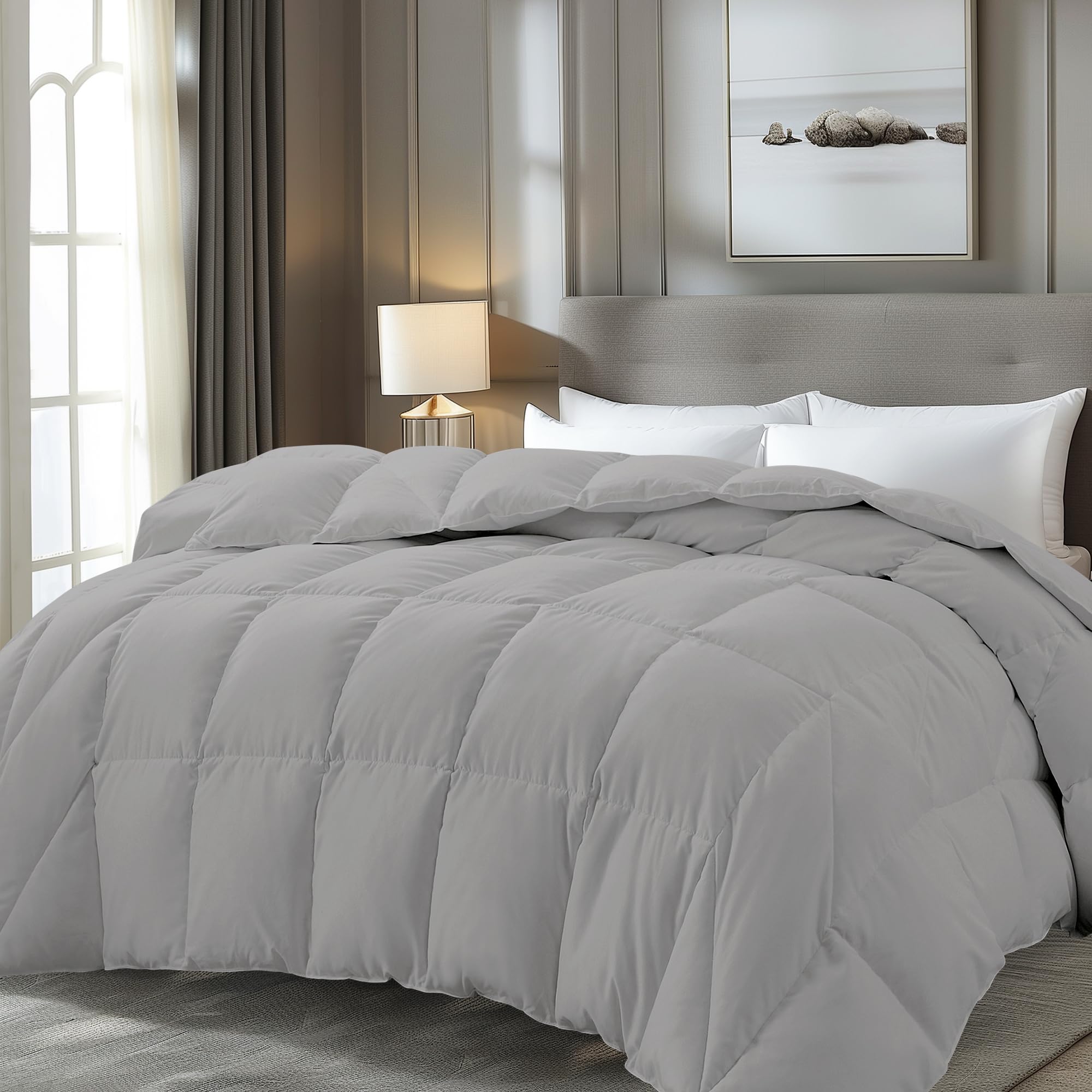 Feather and Down Comforter King Size, Lightweight Duvet Insert