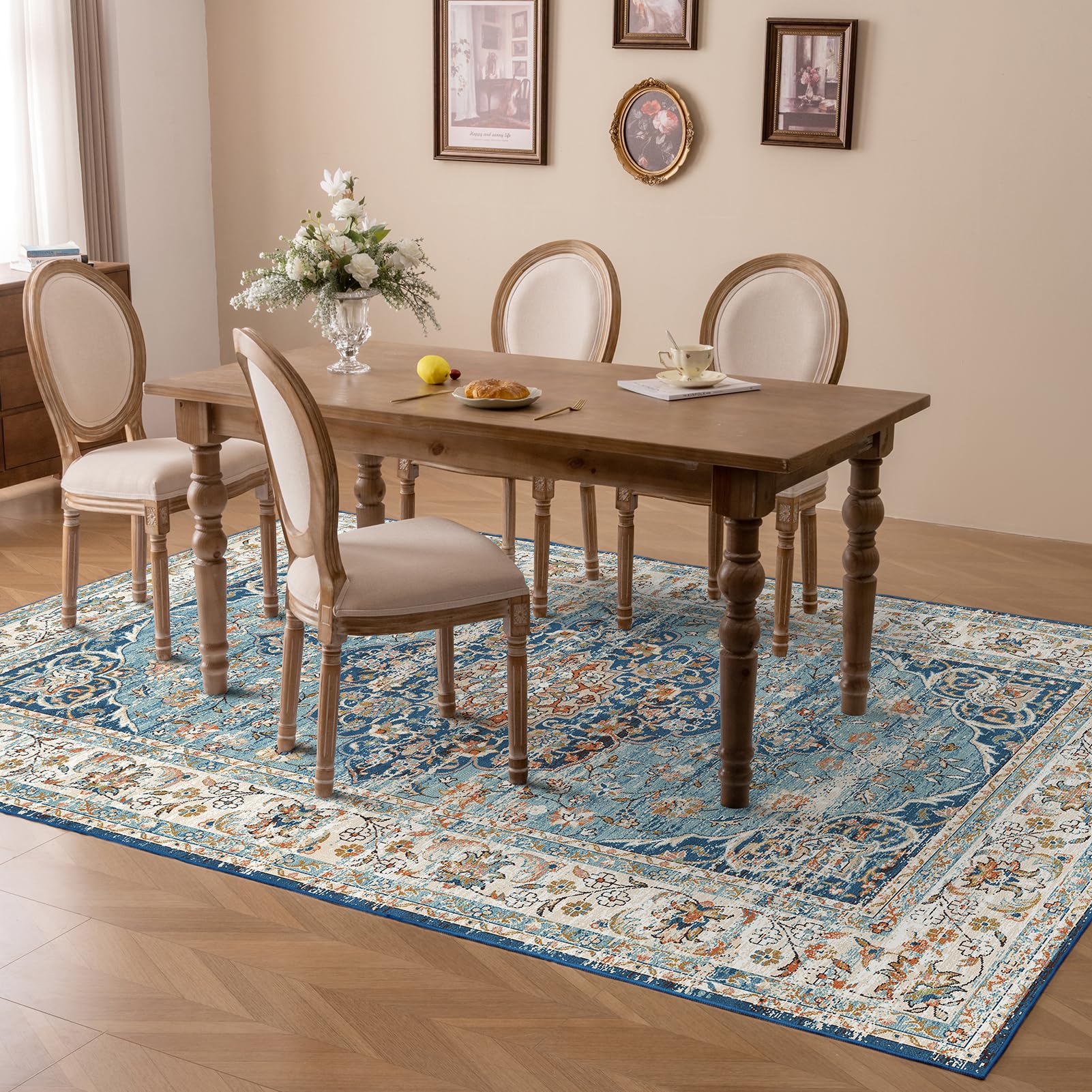 Washable Rug, 5'x7' Stain Resistant Washable Rug, Machine Washable Rug with Non-Slip