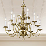Lighting 5012-01 Williamsburg 12 Light Two Tier (8+4) Antique Brass Chandelier