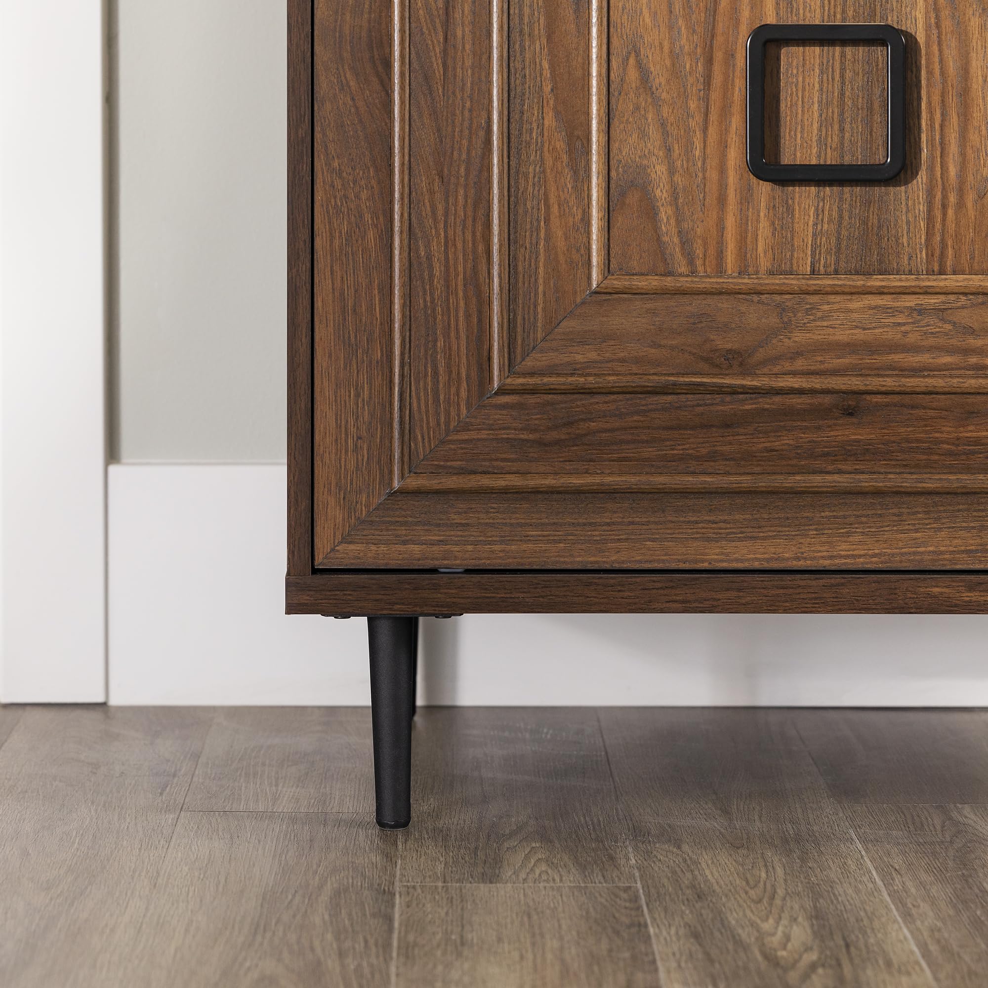 Mid-Century Modern Wood Kitchen Buffet Sideboard-Entryway Serving Storage Cabinet Doors