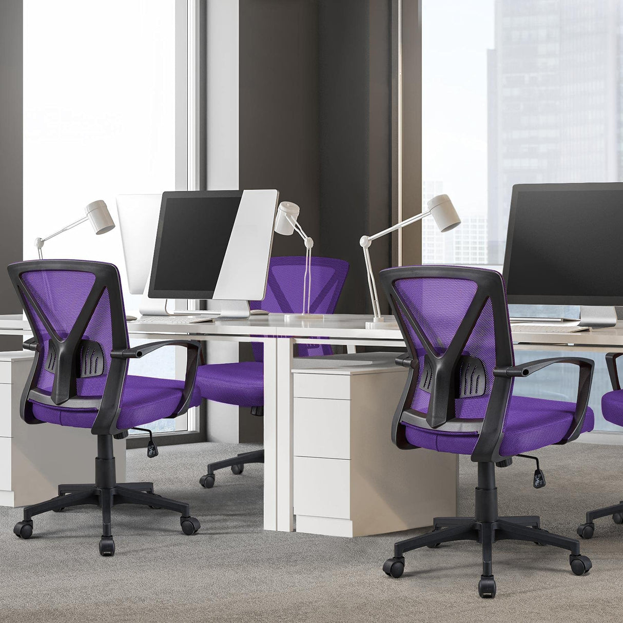 Office Chair Ergonomic Desk Chair Mid-Back Mesh Swivel Computer Chair Lumbar Support