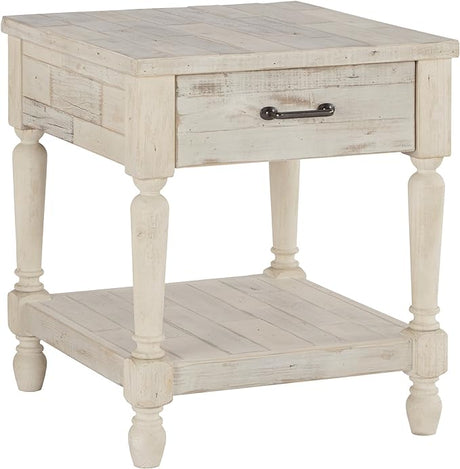 Shawnalore Farmhouse Solid Pine Wood Sofa Console Table, Whitewash