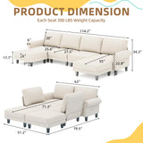 HOMREST Modular Sectional Sofa with Chaise, 115 Inch U Shaped Sectional Couches for Living Room, Convertible Sofa for Home Apartment Lounge, Cloud Couch with Movable Ottoman