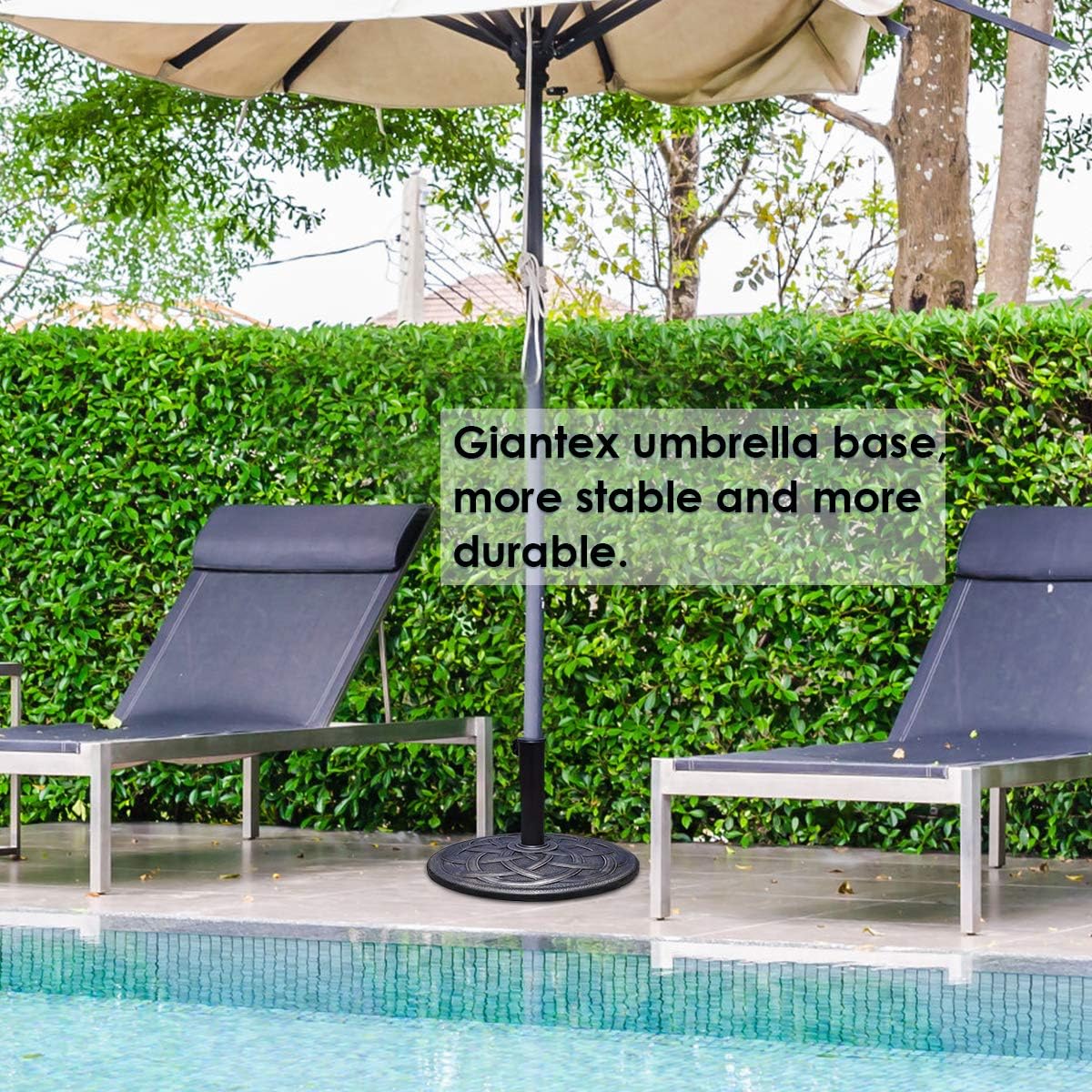 43lbs Patio Market Umbrella Base, Heavy Duty Outdoor Stand, Cast Iron Umbrella Holder