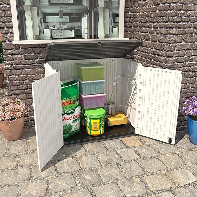 Outdoor Storage Shed - Horizontal Storage Cabinet Waterproof for Garden, Patio, Backyard