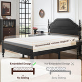Solid Wood Queen Bed Frame with Headboard - Heavy Duty Platform Bed, No Box Spring Needed