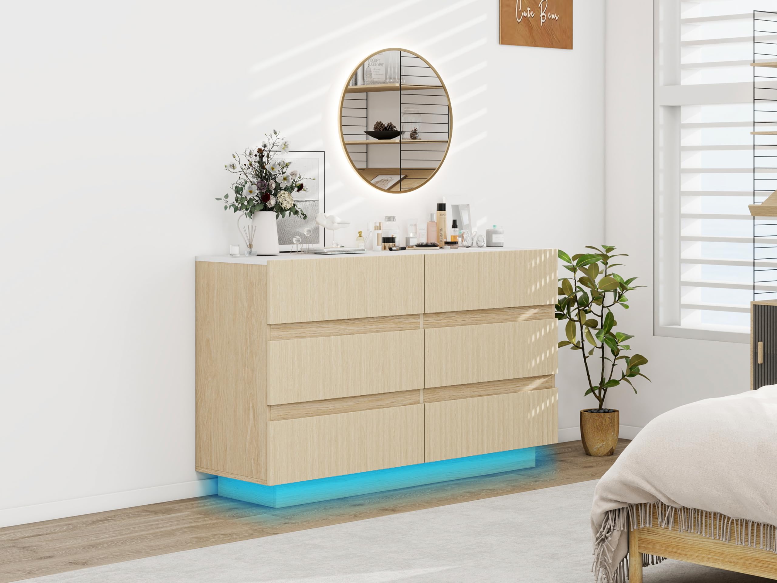6 Drawers Dresser,Double Dresser Chest of Drawers