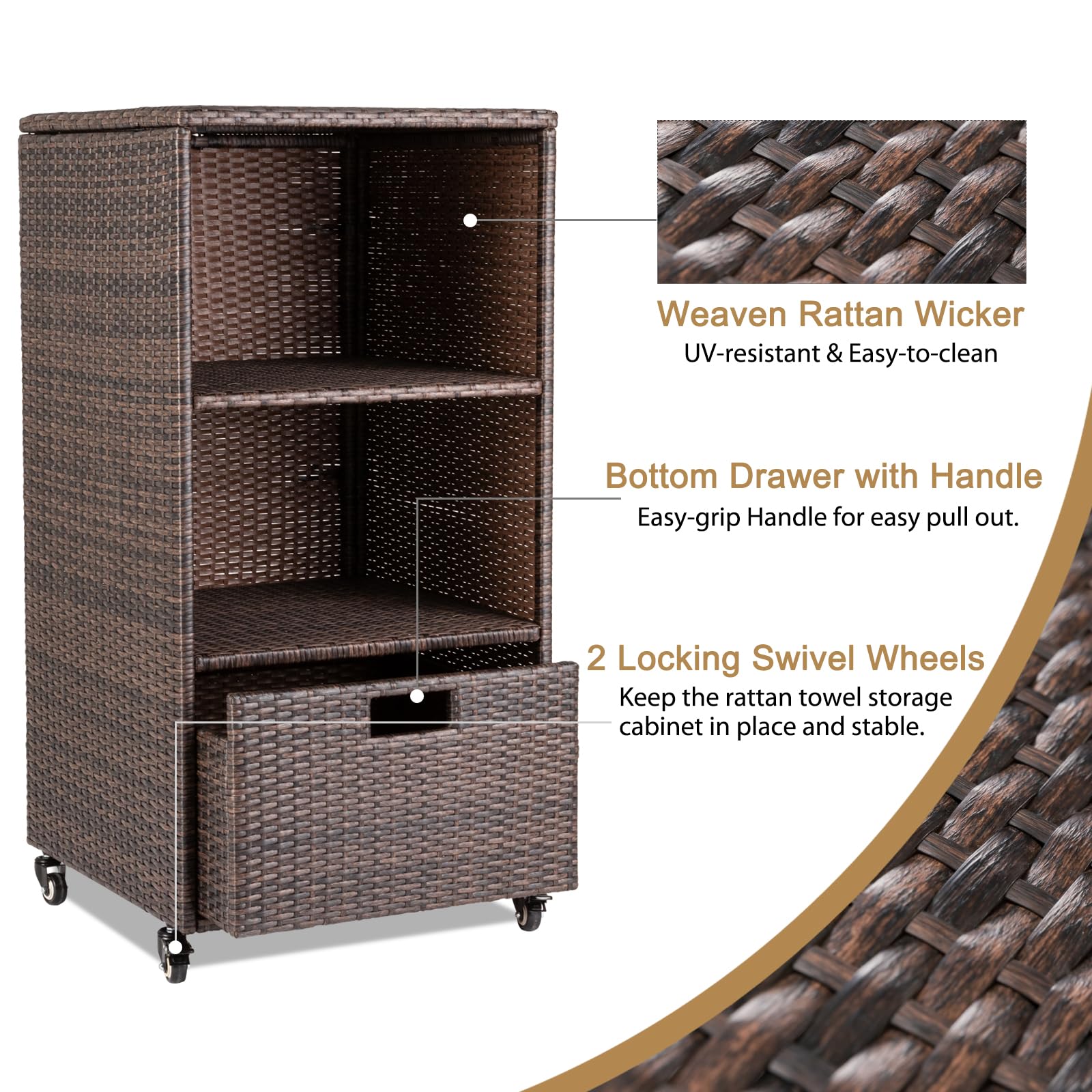 Outdoor Towel Cabinet, Pool Accessory Storage Organizer