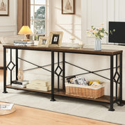 70.9" Industrial Console Table with 2-Tier Storage Shelf