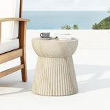Outdoor Lightweight Concrete Side Table 15"x17" Weather Resistant Garden Balcony