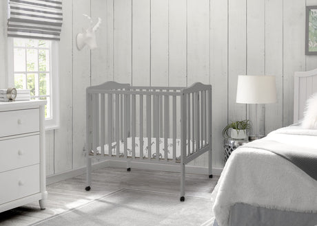 Folding Portable Mini Baby Crib with 1.5-inch Mattress - Greenguard Gold Certified, Grey