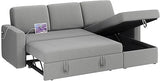 Sectional Sofa L-Shaped Sofa Couch Bed w/Chaise & USB, Reversible Couch