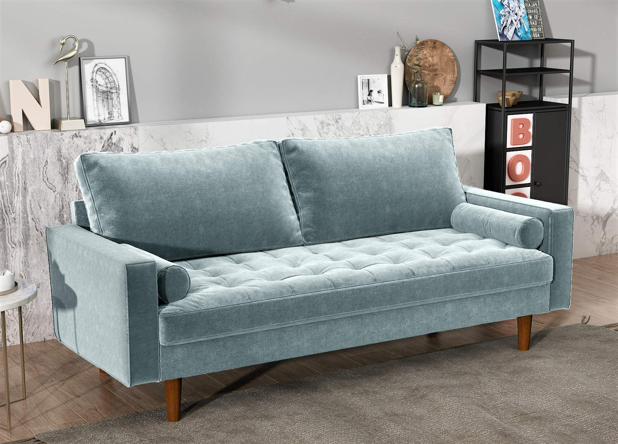 Womble Velvet Upholstered Living Room Diamond Tufted Chesterfield with Gleaming Nailheads,