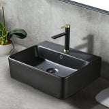 21"X 17" Wall Mount Sink Black, Vessel Bathroom Sink, Modern Floating or Countertop Ceramic Bathroom Sink, Rectangle Wall Mounted Lavatory Sink Black