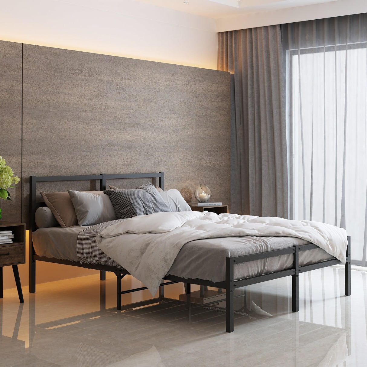Bed Frame with Headboard Queen