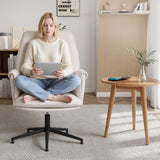 High Back Fabric Office Chair - Cross-Legged Desk Chair with Armrests