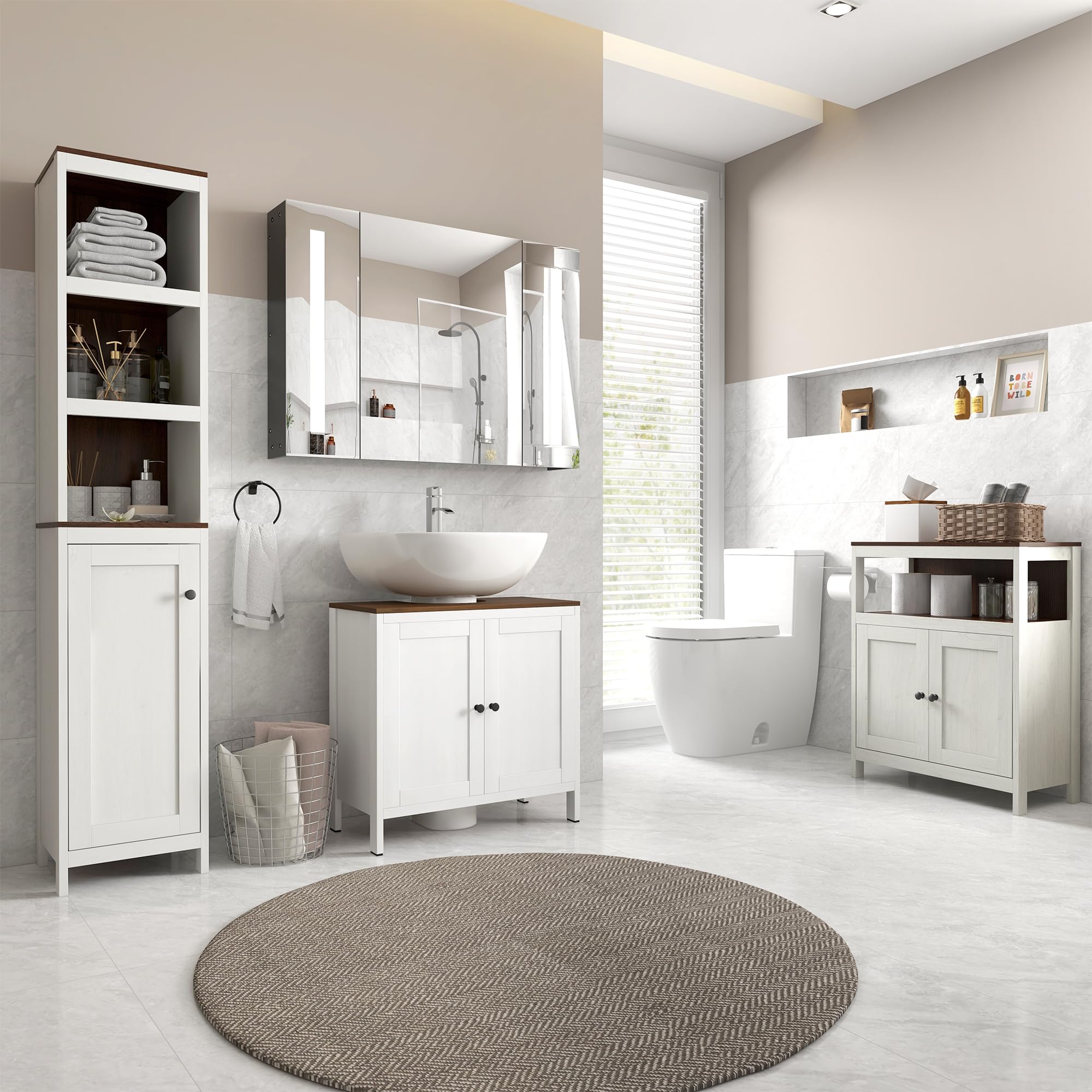 Tall Bathroom Storage Cabinet, Freestanding Tower Cabinet