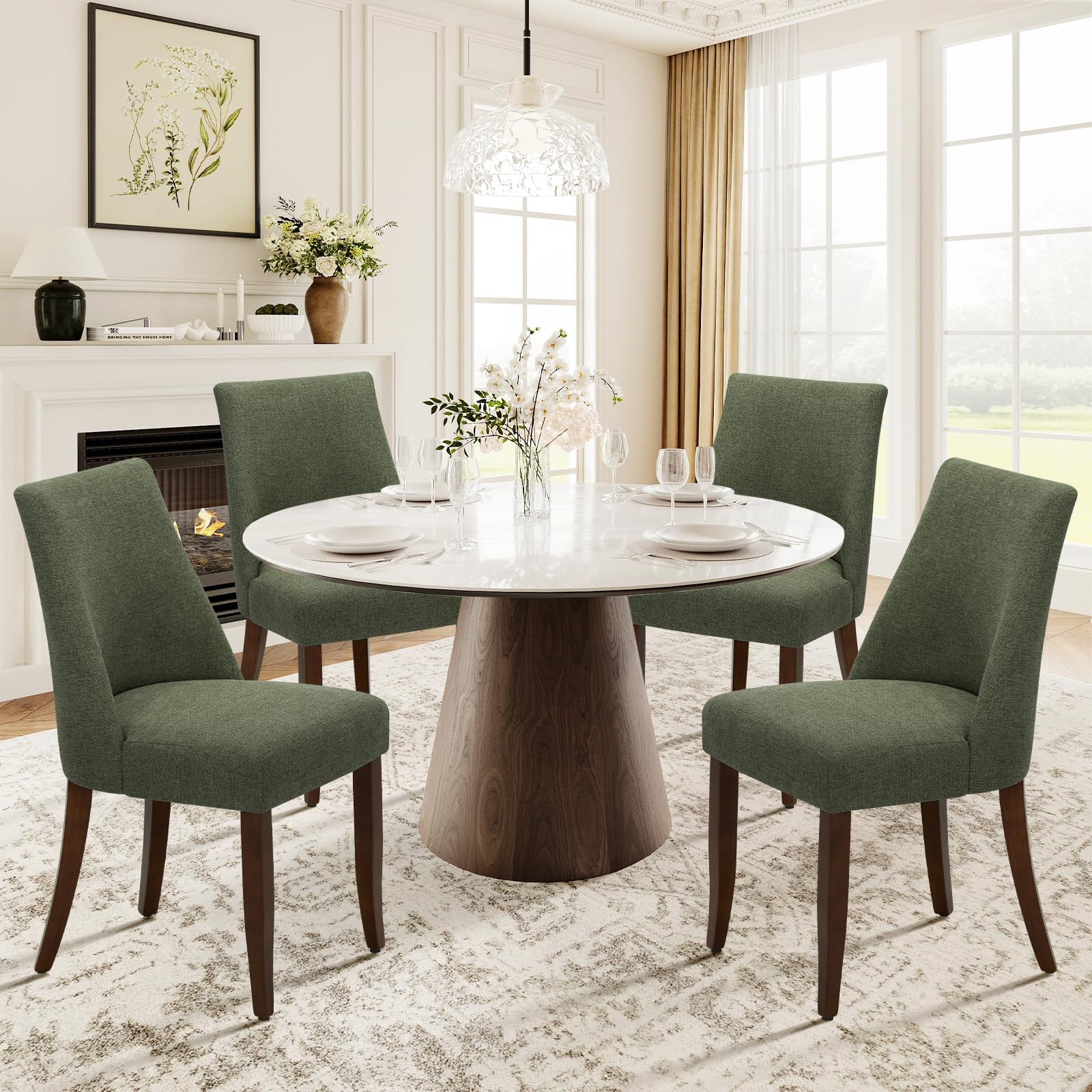 Mid-Century Modern Upholstered Dining Chairs - Set of 4