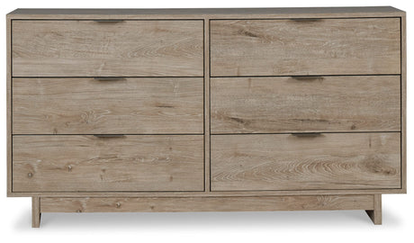 Oliah Rustic 6 Drawer Dresser, Light Brown