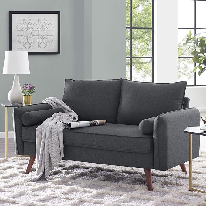 Revive Contemporary Modern Fabric Upholstered Sofa In Teal