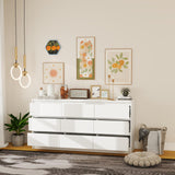 Modern 9 Drawer Wood Dresser for Bedroom, Large Floor Storage Drawer Cabinet Lateral Chest of Drawers