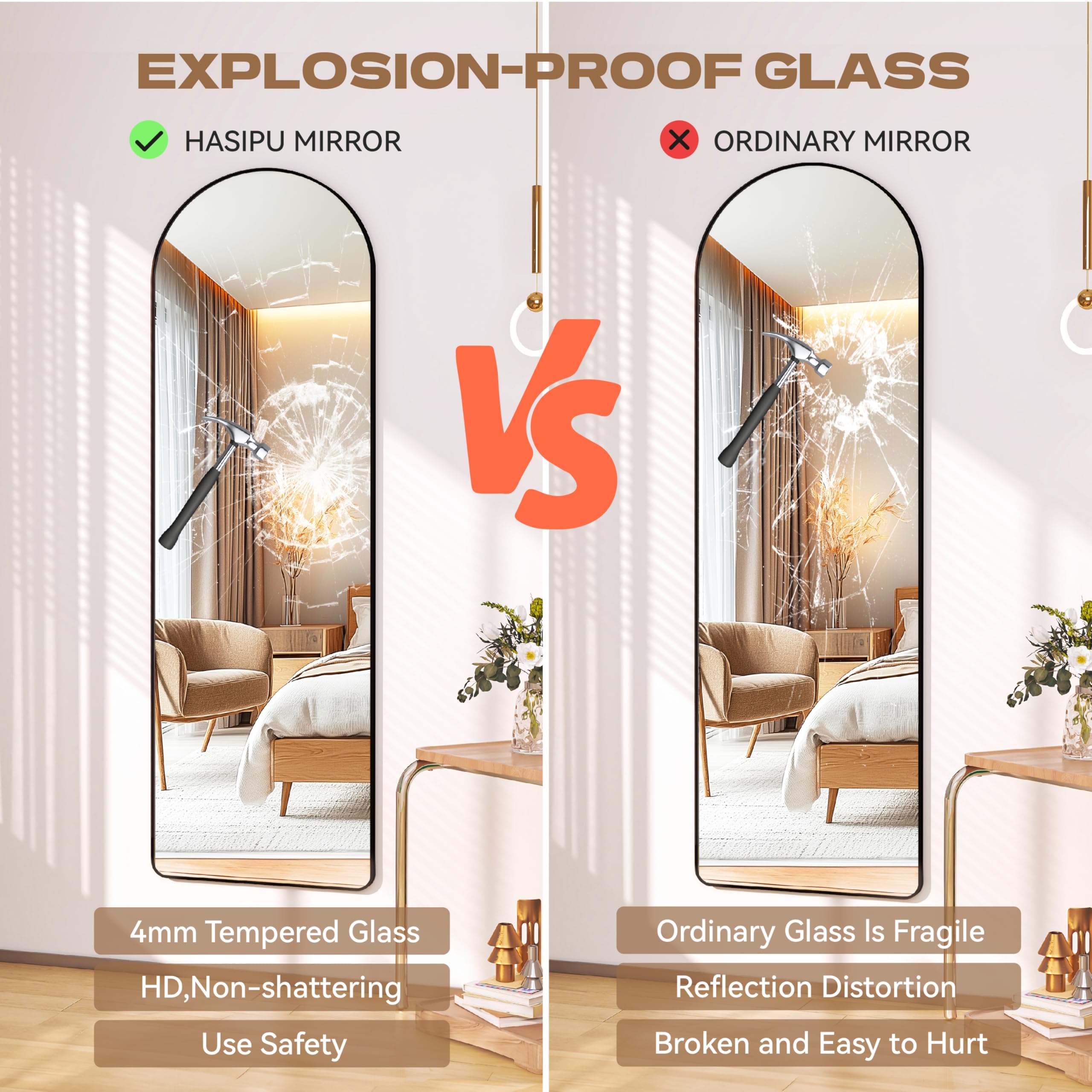 Full Length Door Mirror - 51.1 x 15.7 Inch Wall Hanging Mirror