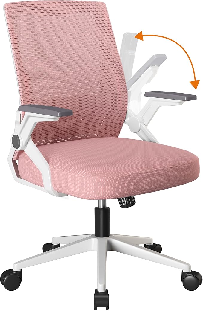 Chair with Flip-up Armrests Ergonomic Computer Desk Chair Foldable Mesh Task