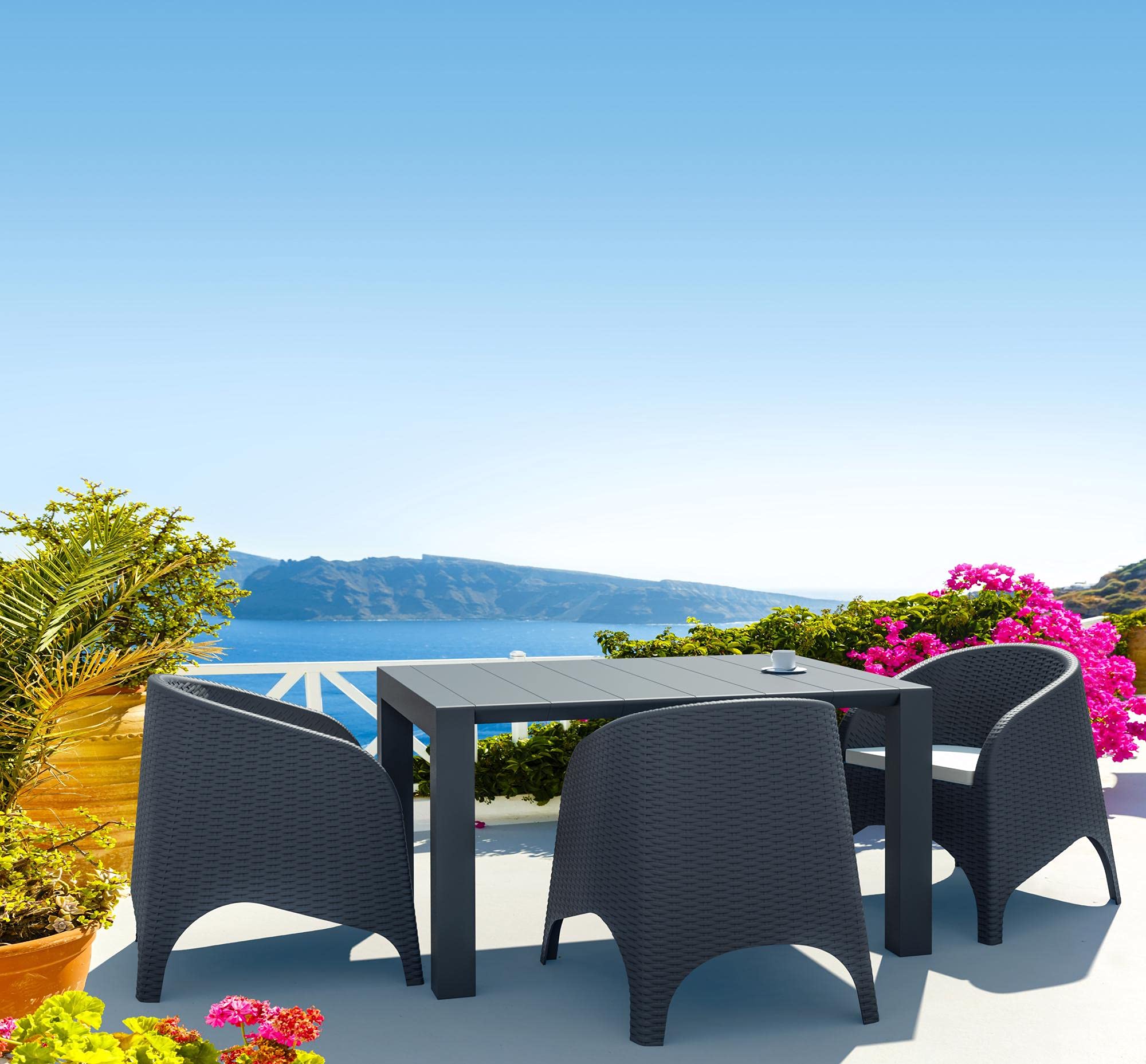 Compamia Vegas 55" Extendable Patio Dining Table in Dark Gray, Commercial Grade