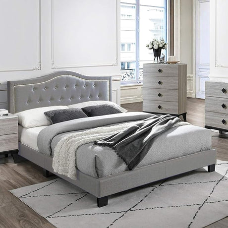 Twin Fabric Upholstered Bed, Charcoal