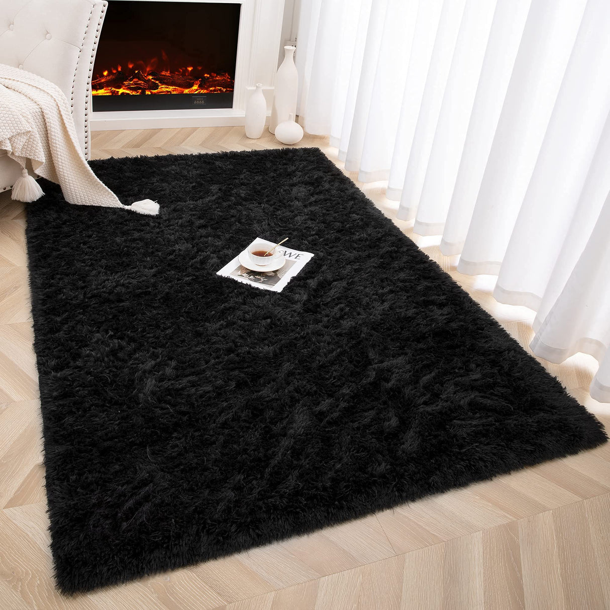 Large Area Rugs for Living Room Bedroom 6x9 Feet, Fluffy Kids Room Plush Shaggy