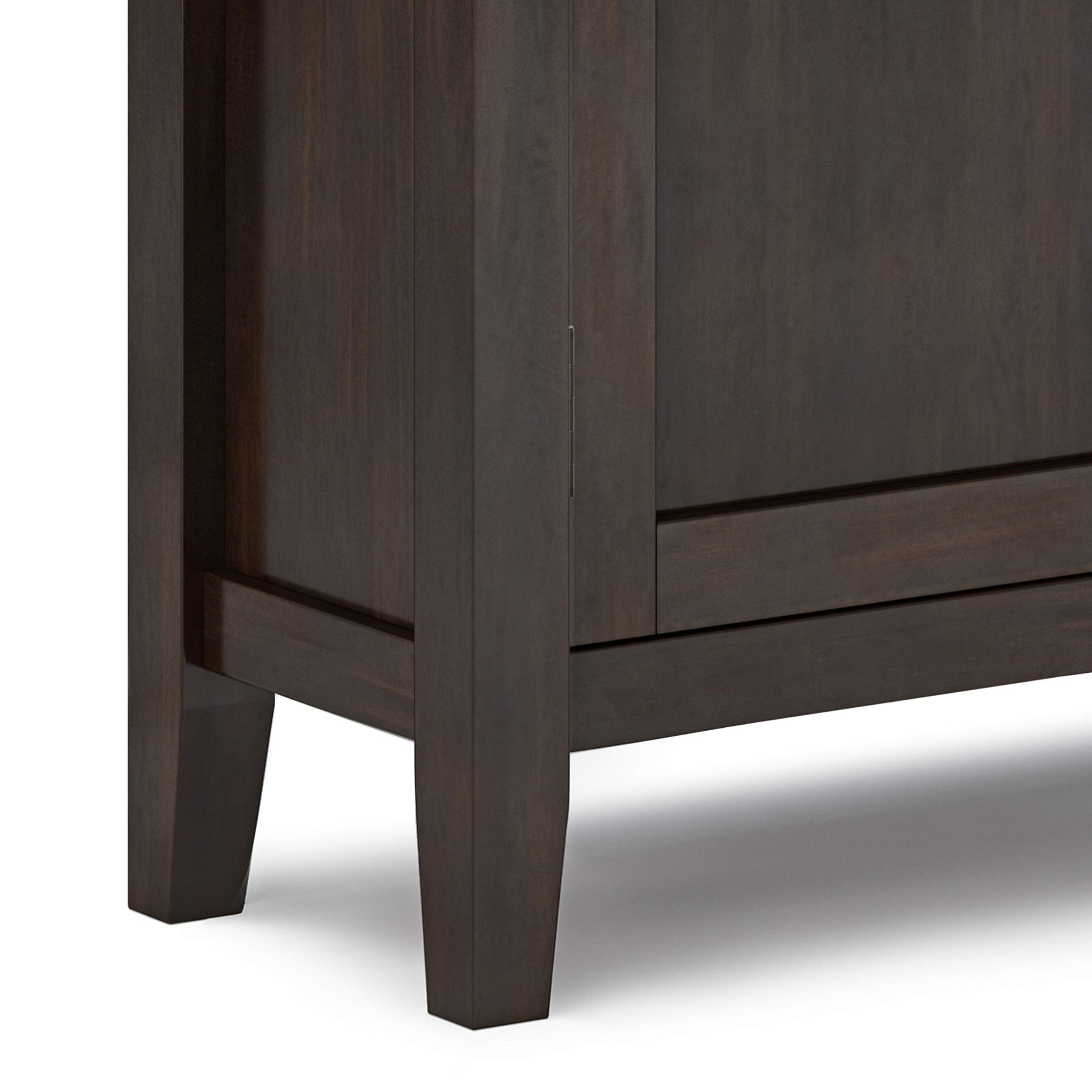 Redmond SOLID WOOD 32 inch Wide Transitional Low Storage Cabinet in Brunette Brown