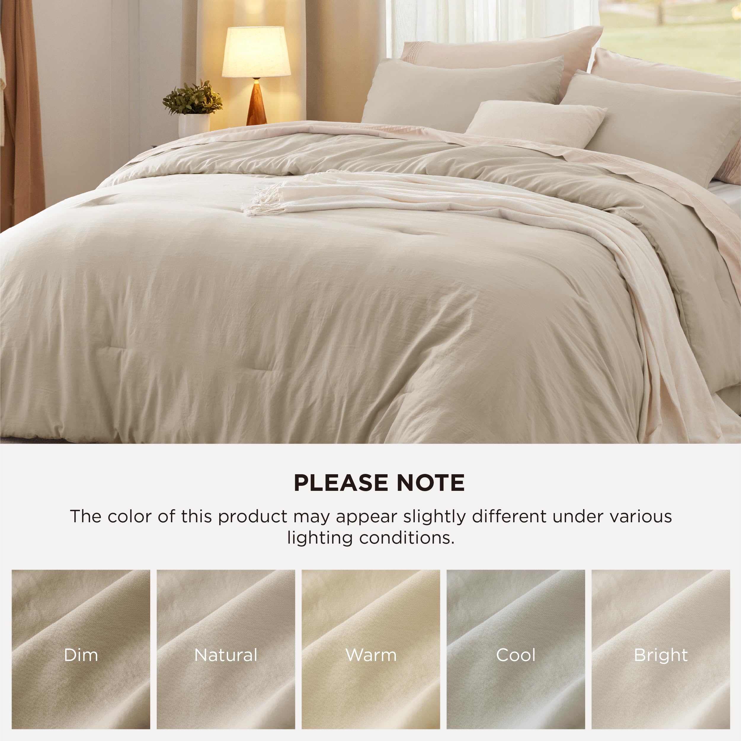 California King Comforter Set - Sand Prewashed 3-Piece Down Alternative Bedding