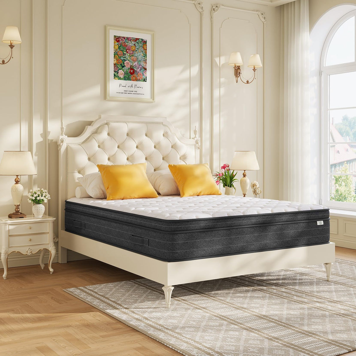 12 Inch King Size Mattress in a Box for Back Pain, Medium Firm Feel Fiberglass Free Hybrid Mattress