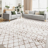 5x7 Machine Washable Area Rug - Modern Geometric Faux Wool Carpet with Non-Slip Backing