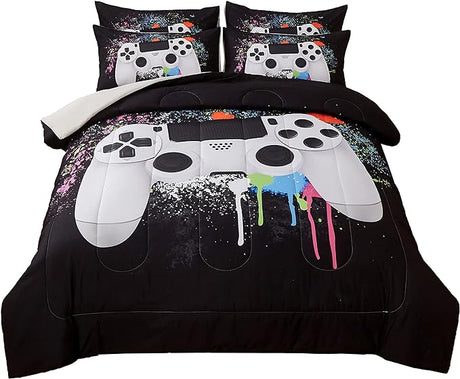 Gaming Comforter Sets for Kids Teen Boys,Video Games Controller Pattern Bedding Set