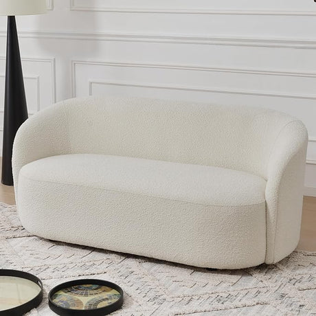 68-Inches Boucle Upholstered Loveseat 2 Deeper Seat Sofa, Modern Minimalist Comfy