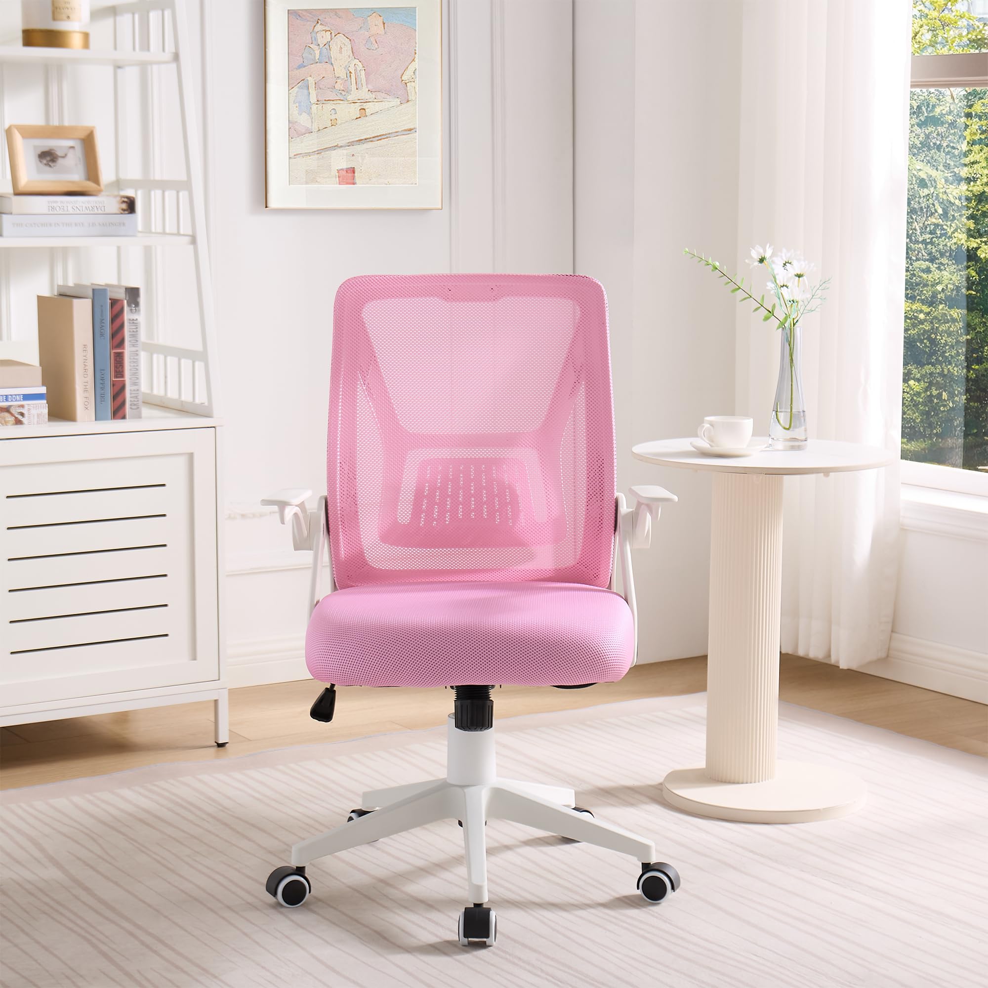 Mid-Back Swivel Ergonomic Office Chair with Adjustable Arms Mesh Lumbar Support