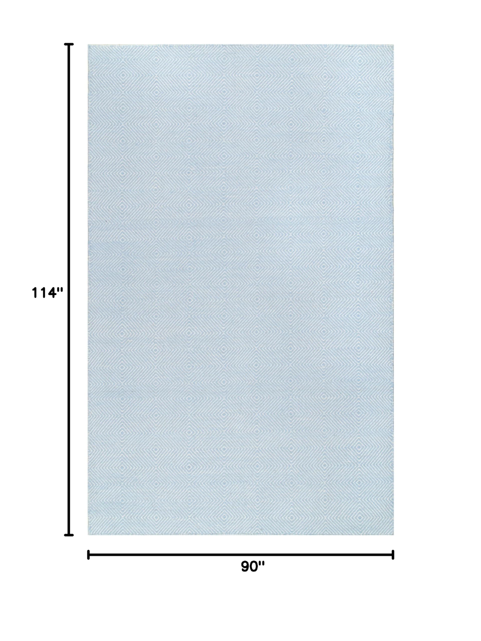 Ago Geometric 8x10 Wool Area Rug - Light Blue & Ivory