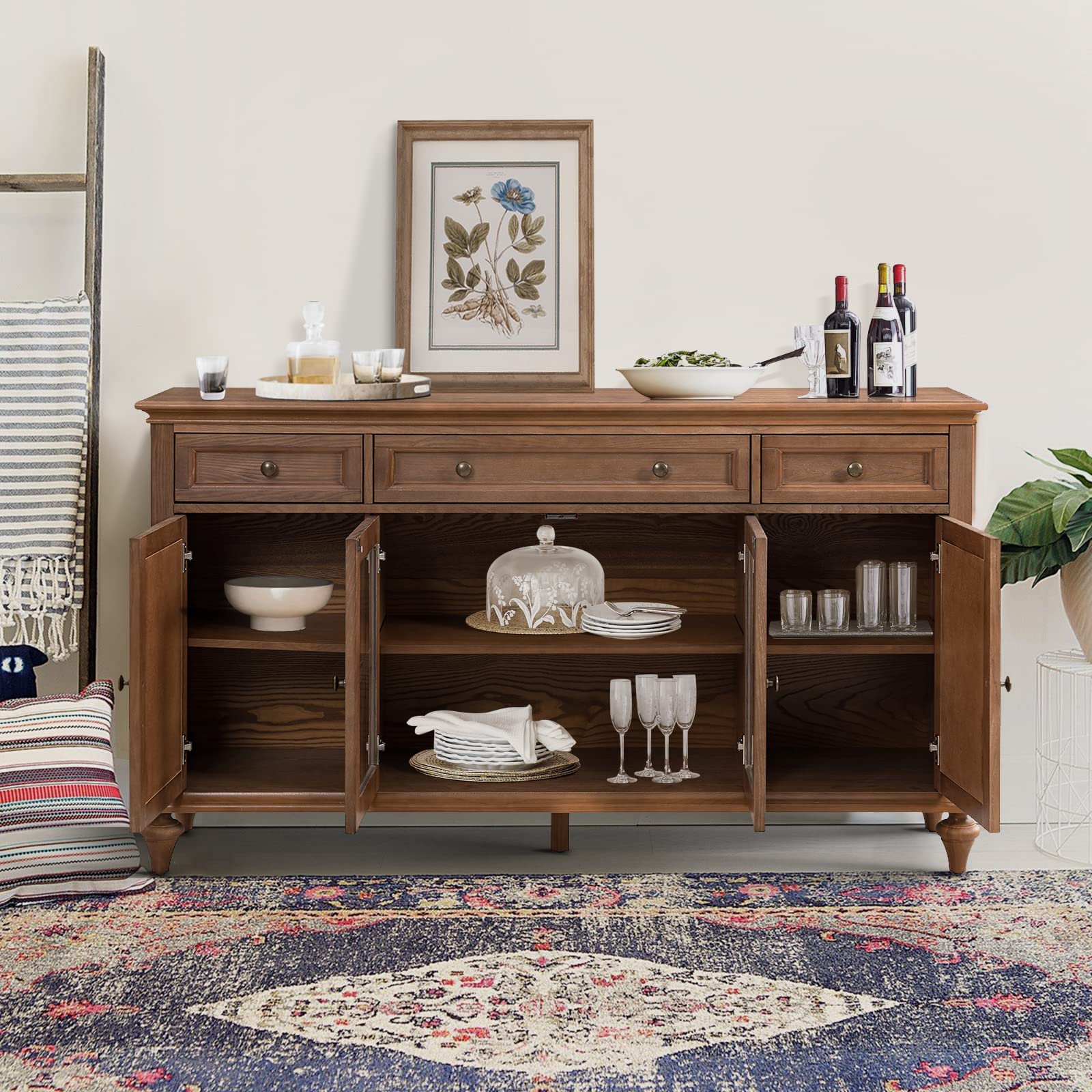 Sideboard Storage Cabinet, Farmhouse Sideboard, Traditional 58'' Sideboard, Sideboard