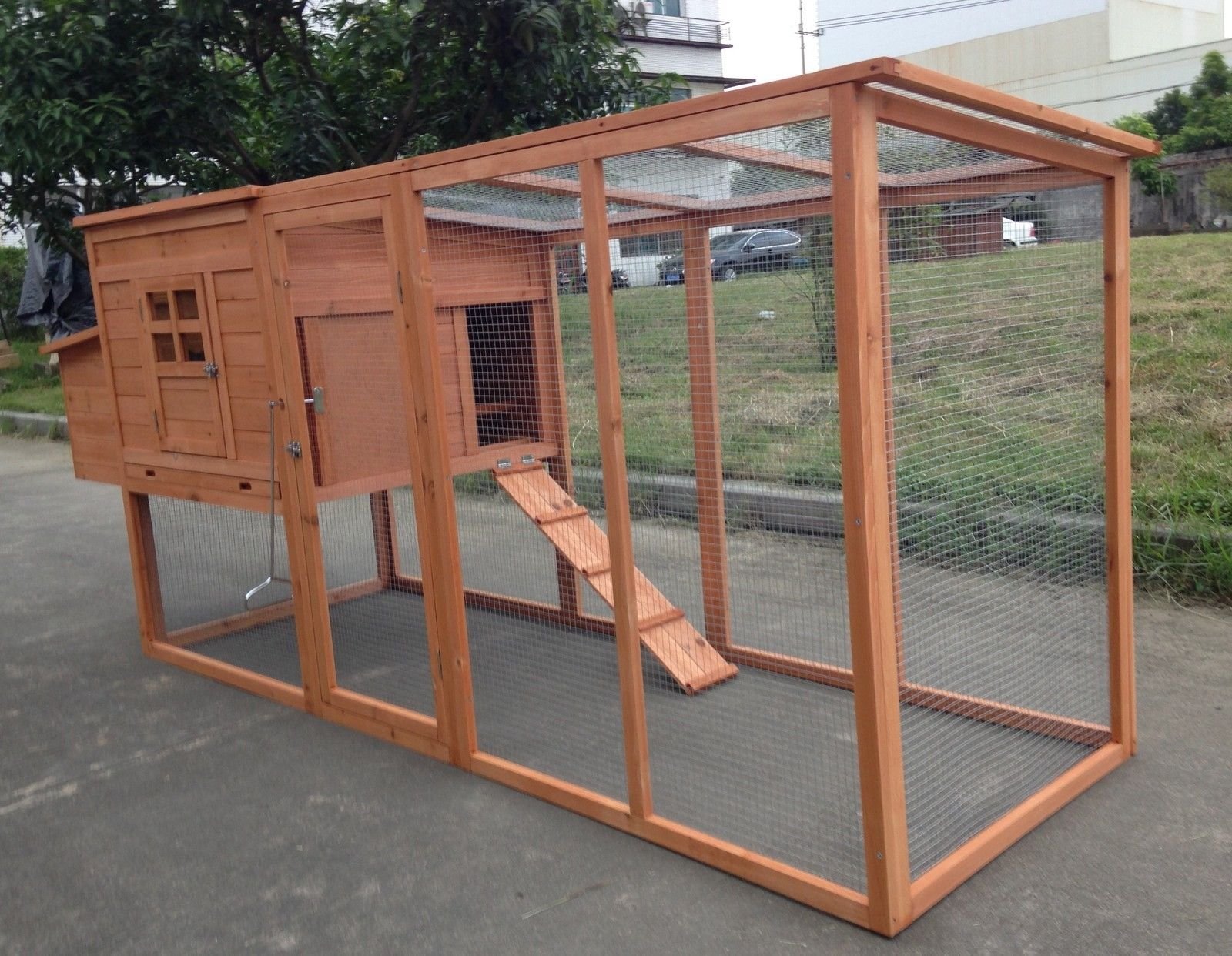 Large 95" Deluxe Solid Wood Hen Chicken Cage House Coop Huge