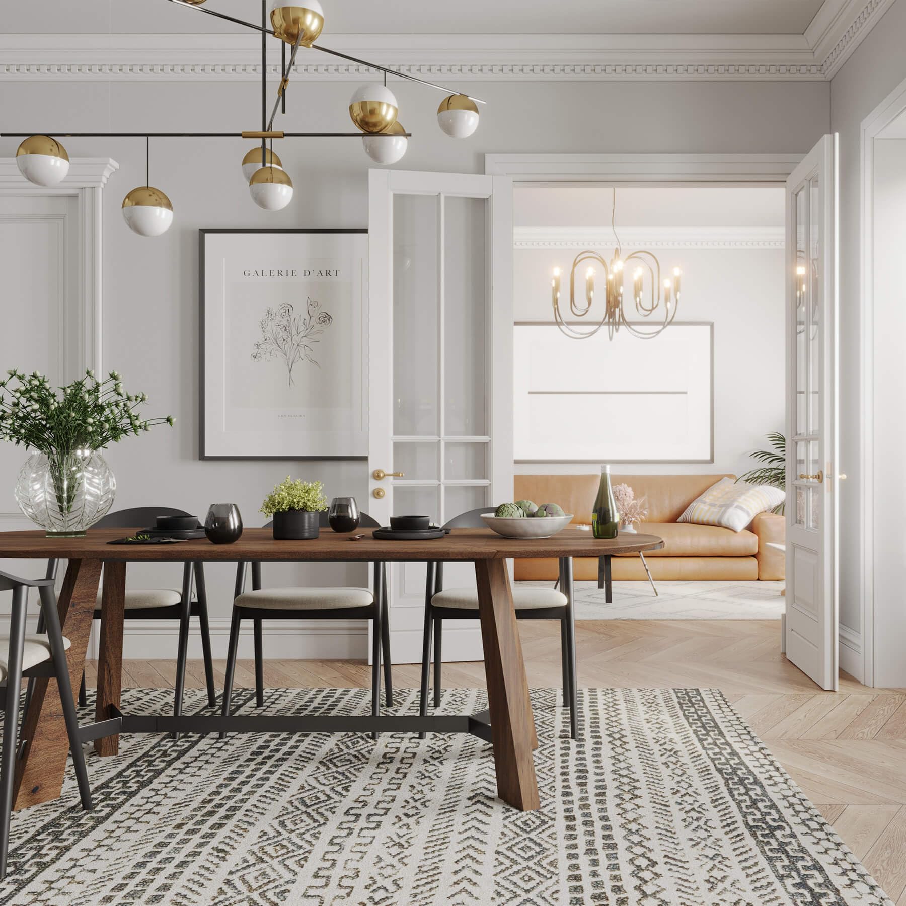 70.86" Oval Dining Table for 6-8 People with Tapered Legs