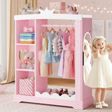 Kids Armoire with Jewelry Cabinet, Dress up Storage with Mirror and Shelves