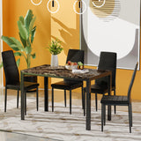 Kitchen Table and Chairs Set, Faux Marble Dining TableSet for 4,Modern DinnerTable