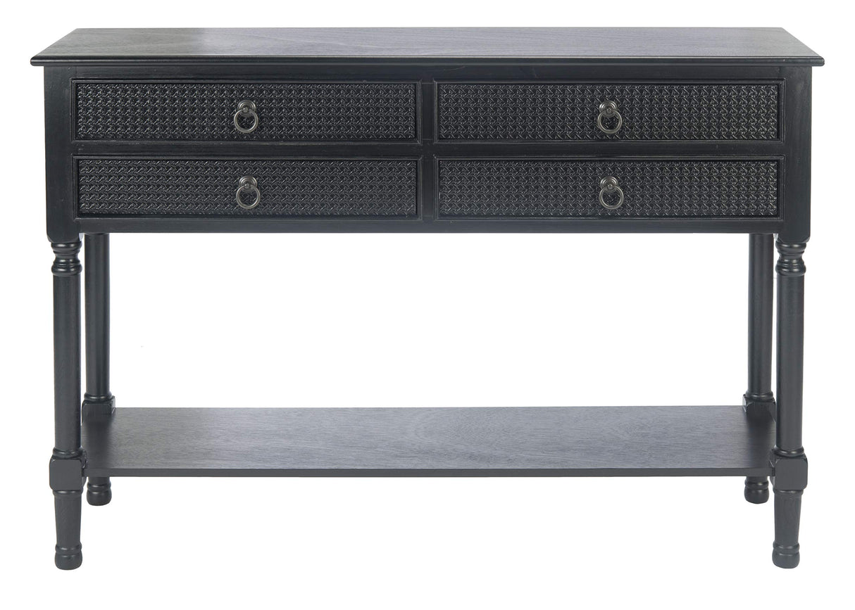 Safavieh Home Collection Haines Black 4-Drawer Bottom Shelf Console Table