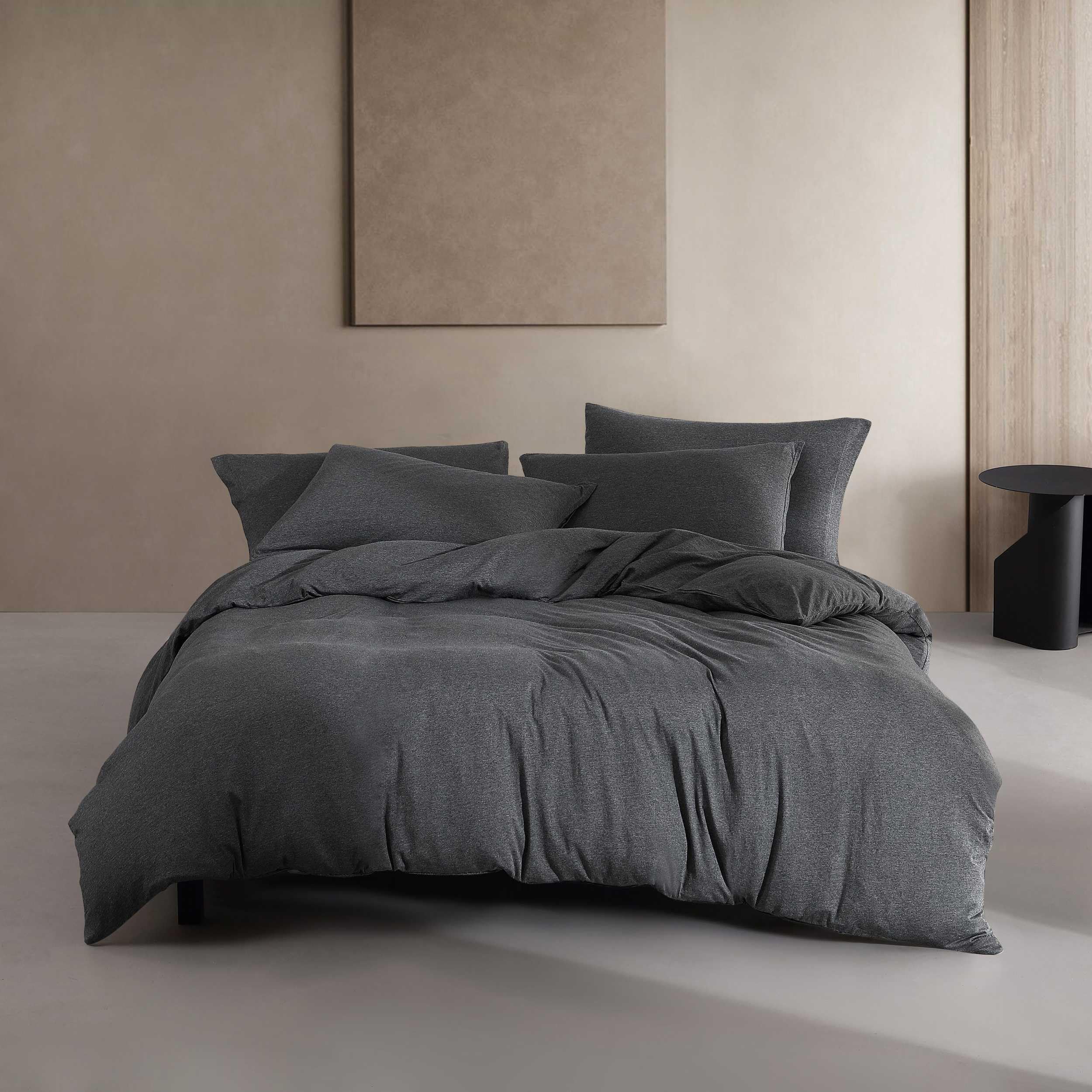 Comforter Set, Luxuriously Soft Home Decor, Modern Cotton Melange Jersey Bedding (Gunmetal Grey Heather, King)